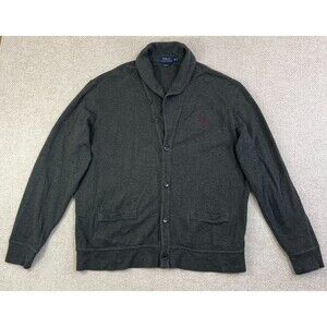 Polo Ralph Lauren Sweater Cardigan Estate Rib Men's XL Dark Gray Button Pony